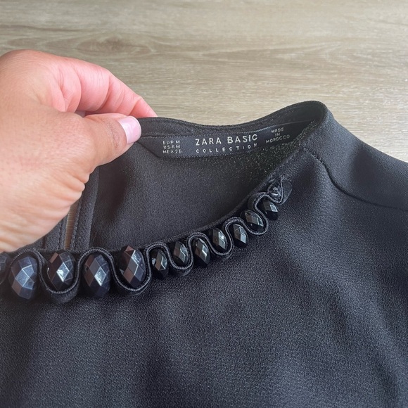 NWT Zara Elegant Black Romper Flared Sleeves SZ M - Picture 4 of 10